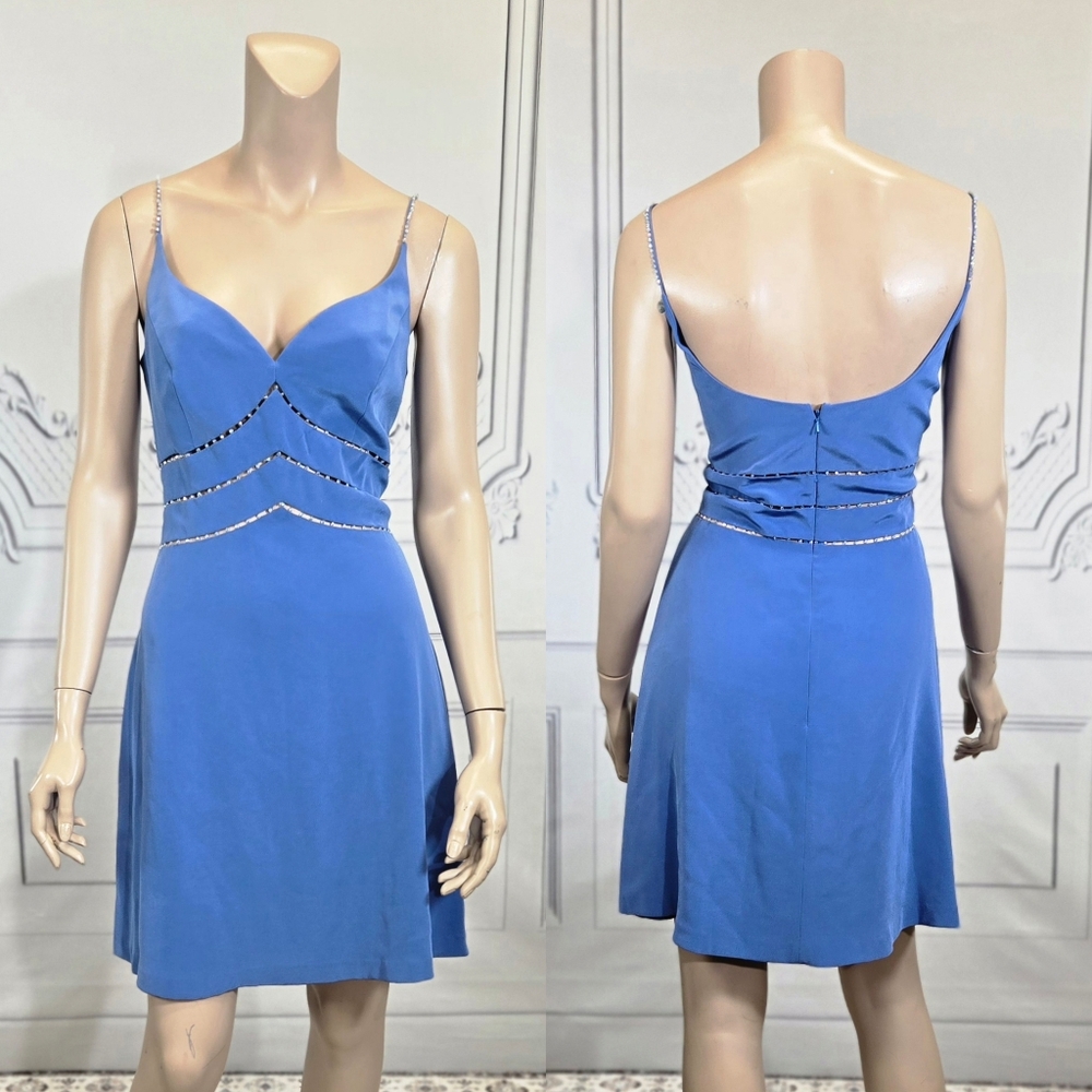 Niteline 90s Y2K Blue Spaghetti Strap Sexy Short Prom Party Dress sz 12